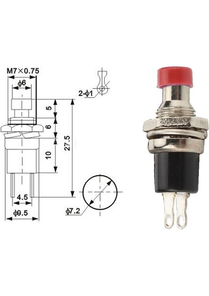 Profesyonel Elektrik Anahtarları 20 Adet 7mm Kilit Yok Anahtarı Kendini Sıfırlama Basmalı Düğme Anahtarı Normalde Açılan Sıfırlama Yok Anahtarı (Yurt Dışından)