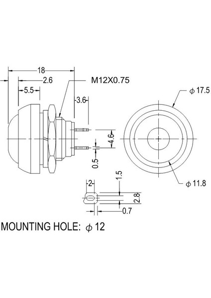 5 Adet/grup Basmalı Düğme Anahtarı Siyah/kırmızı/yeşil/sarı/mavi 12MM Su Geçirmez Anlık Basmalı Düğme Anahtarı (Yurt Dışından)