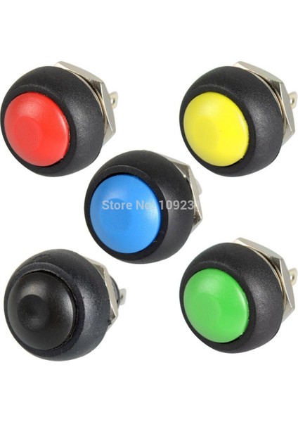 5 Adet/grup Basmalı Düğme Anahtarı Siyah/kırmızı/yeşil/sarı/mavi 12MM Su Geçirmez Anlık Basmalı Düğme Anahtarı (Yurt Dışından) fiyatları