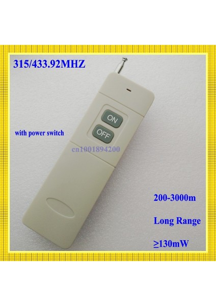 Yüksek Güçlü Uzaktan Kumanda 200M-3000M 130MW Uzun Menzilli Mesafe Paneli 2 Düğme Anahtarı Açık Kapalı Kelime Rf 315/433 (Yurt Dışından)