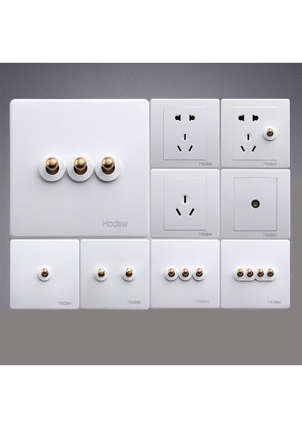 Yüksek Kaliteli 86 Retro Beyaz Duvar Lambası Pirinç Geçiş Anahtarı Çıkışı Tek Çift Kontrol 2 Yollu Işık Anahtar Priz Paneli Seti (Yurt Dışından) fiyatları