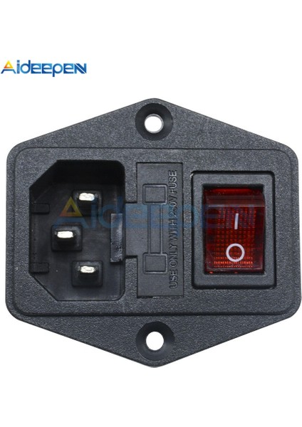 Ac 250V 10A Siyah Kırmızı 3-Pin Terminal Güç Soketi Anahtarı, Sigorta Tutuculu (Yurt Dışından)