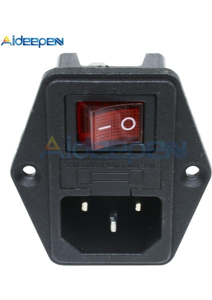 Ac 250V 10A Siyah Kırmızı 3-Pin Terminal Güç Soketi Anahtarı, Sigorta Tutuculu (Yurt Dışından) fiyatları
