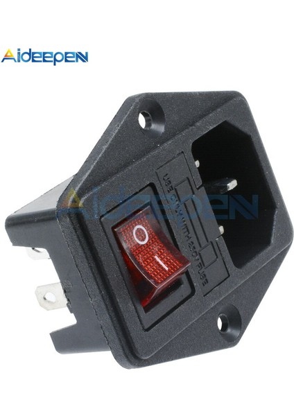 Ac 250V 10A Siyah Kırmızı 3-Pin Terminal Güç Soketi Anahtarı, Sigorta Tutuculu (Yurt Dışından) modelleri