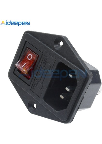 Ac 250V 10A Siyah Kırmızı 3-Pin Terminal Güç Soketi Anahtarı, Sigorta Tutuculu (Yurt Dışından) fırsatları