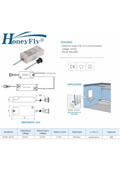Honeyfly Yenı LED Dc 12 V Ir Sensörü Anahtarı 40 W Kızılötesi Işık Anahtarı LED Lambalar LED Şeritler Hareket Sensörü El Dalga 5-8 cm Ce (Yurt Dışından) indirimleri