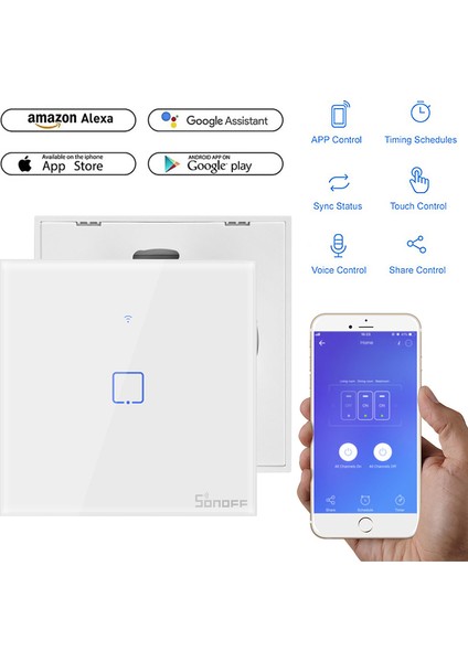 Sonoff 1 Gruplu Wifi Akıllı Anahtarlar T1 (Ab ve Ingiltere) Güvenli Taşınabilir Olarak Bölünmüştür (Yurt Dışından)