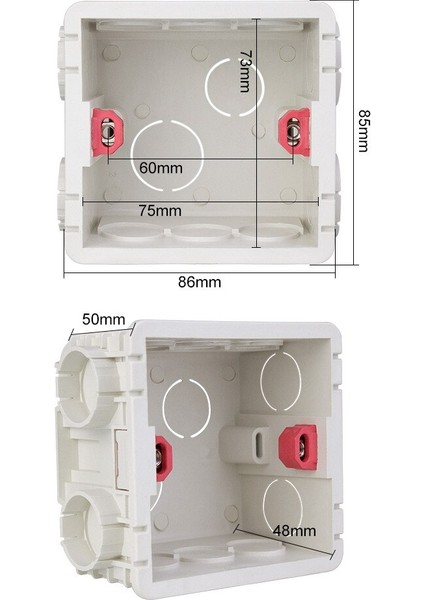 86MM * 85MM * 50MM Duvar Montaj Kutusu Dahili Kaset Beyaz Kırmızı 86 Tipi Koyu Kıyafet Anahtarı Duvar Kutusu Kablolama Arka Kutusu (Yurt Dışından) indirimleri