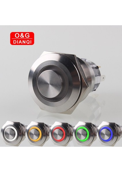 Aydınlatmak 22MM Yüksek Basmalı Düğme Anahtarı Anlık Kendinden Kilitlemeli Düğme Anahtarı Metal Su Geçirmez Basmalı Anahtar Halkalı LED (Yurt Dışından) fiyatları