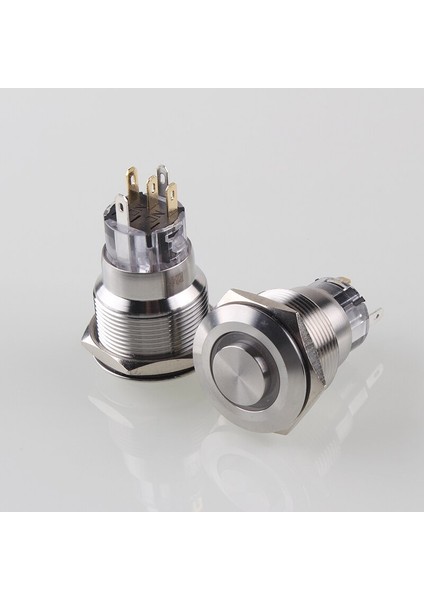 Aydınlatmak 22MM Yüksek Basmalı Düğme Anahtarı Anlık Kendinden Kilitlemeli Düğme Anahtarı Metal Su Geçirmez Basmalı Anahtar Halkalı LED (Yurt Dışından) indirimleri