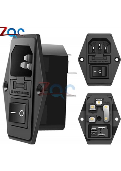 Ac 10A 250 V 4pin Rocker Anahtarı Sigortalı IEC320 C14 Erkek Giriş Kablosu Güç Soket Anahtarı Konnektörü 3pin Fiş Konnektörü 10A Sigorta ile (Yurt Dışından) modelleri