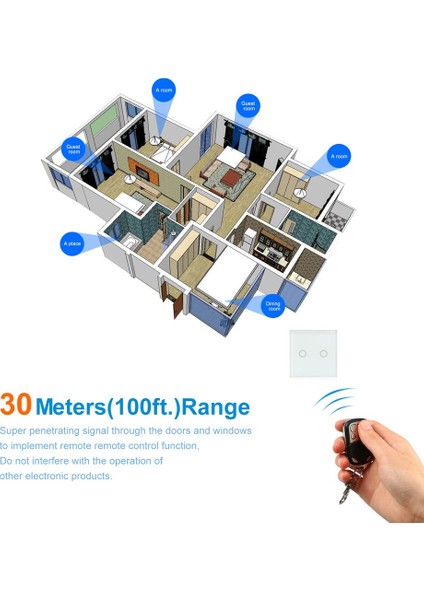 Enerji Tasarruflu Uzaktan Kumanda Iki Düğmeli Anahtar Dokunmatik Fonksiyonlu Akıllı Anahtar (Yurt Dışından) indirimleri
