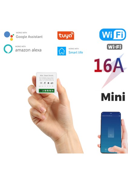 [hazır Stok/satışta] 16A Mını Wifi Akıllı Anahtar Destekli 2 Yönlü Kontrol Zamanlayıcı Kablosuz Anahtarlar Akıllı Ev Otomasyonu Tuya Alexa Google Home ile Uyumlu (Yurt Dışından)