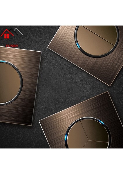 86 Tip 1 2 3 4 Gang 1 Yollu 2 Yollu Ev Duvar Priz Alüminyum Fırçalanmış Kahverengi Panel LED Gösterge Anahtarı Ab Soket 90 V-250 V (Yurt Dışından) modelleri
