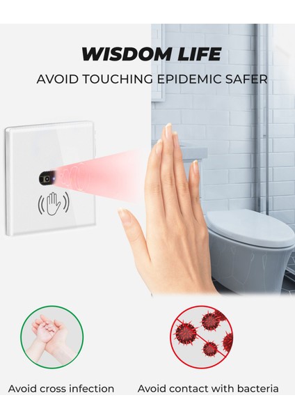 Akıllı Duvar Işık Anahtarı, Kızılötesi Sensör, Cam Ekran Paneli, Birleşik Krallık Nötr Kablo, 220V, 10A, Dokunmaya Gerek Yok Profesyonel Tasarım (Yurt Dışından)