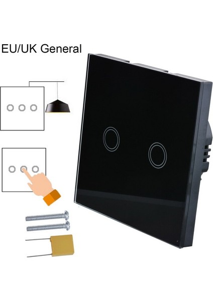 Dokunmatik Anahtarı Ab Standardı Beyaz Kristal Cam Panel Dokunmatik Anahtarı AC220V 1 Takım 1 Yollu Duvar Lambası Duvar Dokunmatik Ekran (Yurt Dışından)