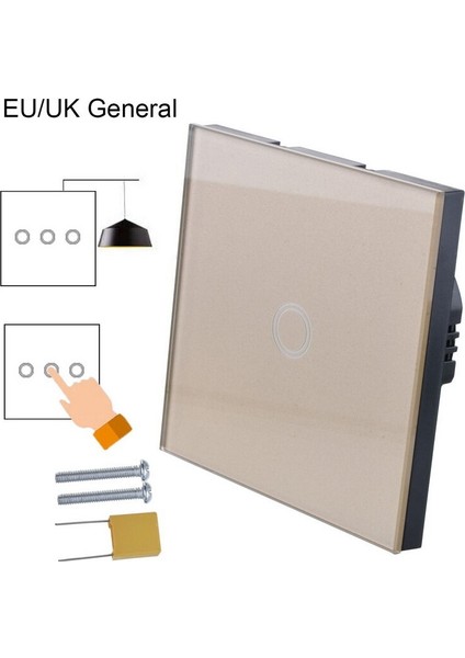 Dokunmatik Anahtarı Ab Standardı Beyaz Kristal Cam Panel Dokunmatik Anahtarı AC220V 1 Takım 1 Yollu Duvar Lambası Duvar Dokunmatik Ekran (Yurt Dışından) fiyatları