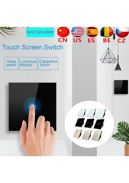 Dokunmatik Anahtarı Ab Standardı Beyaz Kristal Cam Panel Dokunmatik Anahtarı AC220V 1 Takım 1 Yollu Duvar Lambası Duvar Dokunmatik Ekran (Yurt Dışından) modelleri