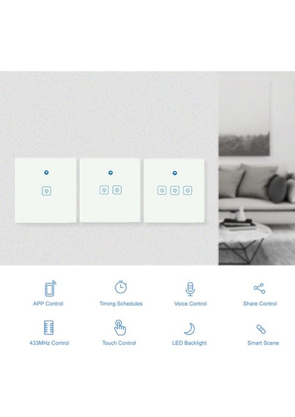 Ewelink Ab Wifi Akıllı Anahtar 433 Mhz Dokunmatik Işık Anahtarı Paneli Kablosuz Duvar Anahtarı Ses Kontrolü Google Ev ve Alexa ile Çalışır (Yurt Dışından)