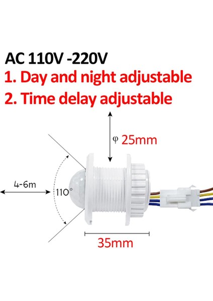Anahtar Hareket Sensörü Zaman Gecikmesi Ayarlanabilir Kızılötesi Son Derece Hassas Otomatik Açma/kapama Pir Hareketi Ev Lambası Anahtarı (Yurt Dışından)