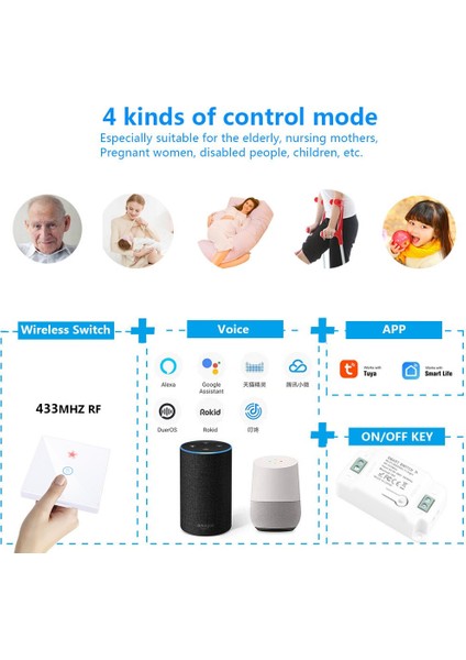 Kablosuz Dokunmatık Anahtarı Işık Wifi Ev Akıllı Yaşam Tuya App Rf 433 Mhz Duvar Röle Zamanlayıcı Modülü Google Ev Alexa 10A (Yurt Dışından) fırsatları