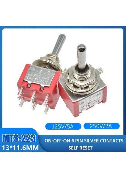 5 Adet Mini Otomatik Geçiş Anahtarı MTS-102 Ac 125V 5A 6A 3/6/9/12 Pin On-Off On-On On-Off-On Anahtarları Bakır/gümüş Kontak Mts Serisi (Yurt Dışından)