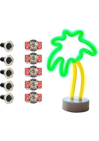 10 Adet Rocker Geçiş Anahtarı 10A 125V Spst 2 Pin On/off Anahtarı ve 1 Adet Palmiye Ağacı LED Neon Burcu Gece Lambası Tabanı ile (Yurt Dışından)