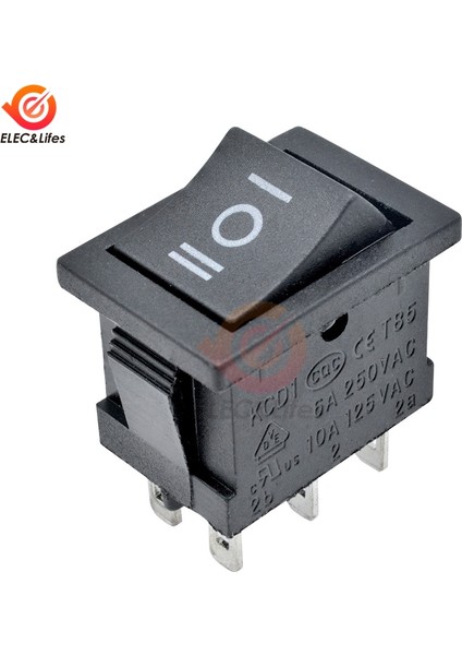 Adet Kcd1 6 Pin Siyah Rocker Anahtarı On-Off-On 3 Pozisyon 6A 250VAC / 10A 125VAC Dpdt Güç Anahtarı (Yurt Dışından)