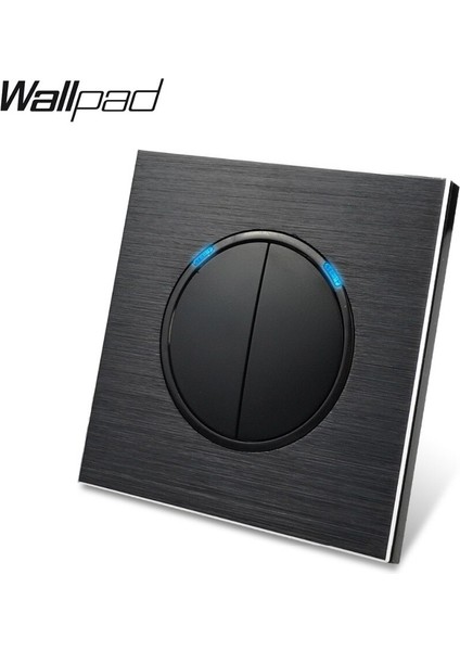 Wallpad L6 Saten Siyah Metal 2 Gang 2 Yollu Duvar Işık Rastgele Tıklama Basmalı Düğme Anahtarı Alüminyum Plaka Mavi LED Göstergesi ile (Yurt Dışından) fırsatları