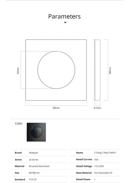 Wallpad L6 Saten Siyah Metal 2 Gang 2 Yollu Duvar Işık Rastgele Tıklama Basmalı Düğme Anahtarı Alüminyum Plaka Mavi LED Göstergesi ile (Yurt Dışından) indirimleri