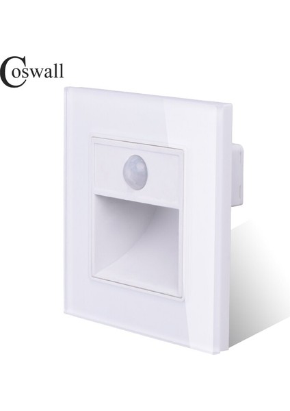 Coswall Yeni Varış Sundurma/koridor/köşe/merdiven Lambası Duvar Ayak Işıkları Anahtarı Insan Vücudu Sensör Lambası Kristal Cam Panel (Yurt Dışından) indirimleri