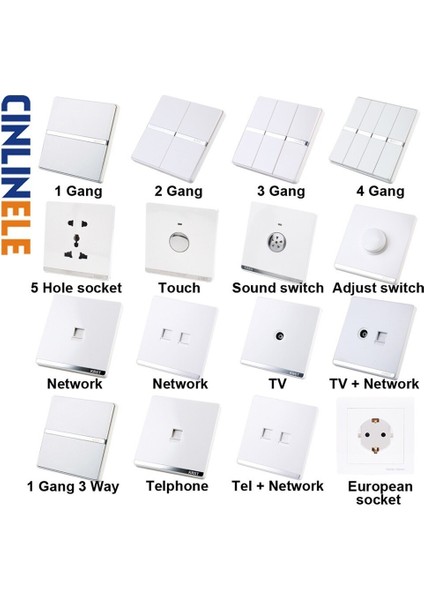 Lüks Duvar Anahtarı Beyaz, Gümüş Trim Şerit Kısa Sanat Örgü Işık Anahtarı Ac 110 ~ 250 V 10A 86MM * 86MM (Yurt Dışından)