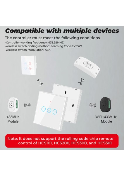 Smatrul - Akıllı Kablosuz Duvar Anahtarı - Rf 433MHZ - 2 Yollu Kontrol - 1/2/3 Gang Dokunmatik Cam Panel (Yurt Dışından) fırsatları