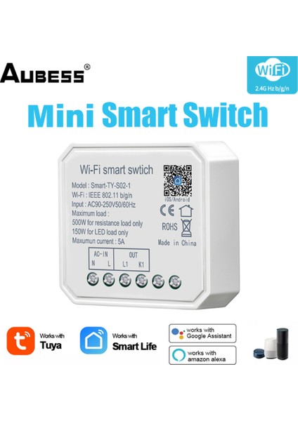 [hazır Stok] Tuya Mini Akıllı Anahtar Kablosuz 1/2 Gang Anahtarı 1/2-Yollu Kontrol Tuya Alexa Google Home ile Uyumlu (Yurt Dışından)