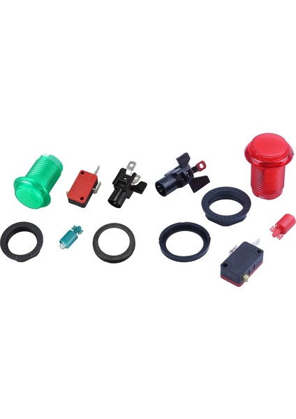 Adet Yuvarlak Aydınlatmalı Arcade Video Oyunu Basmalı Düğme Anahtarı LED Işık 5V/12V Renk: Yeşil ve Kırmızı (Yurt Dışından)