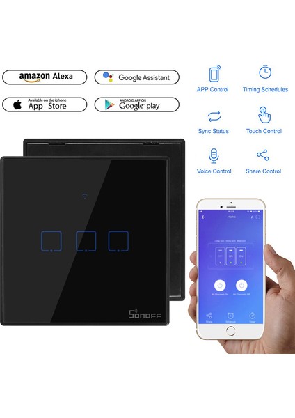 2021YENİ Sonoff 3c-Tx'li Wifi Akıllı Anahtarlar T3'e (Ab, Ingiltere ve Abd) Ayrıldı (Yurt Dışından) fiyatları