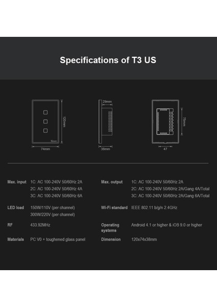 2021YENİ Sonoff 3c-Tx'li Wifi Akıllı Anahtarlar T3'e (Ab, Ingiltere ve Abd) Ayrıldı (Yurt Dışından) indirimleri