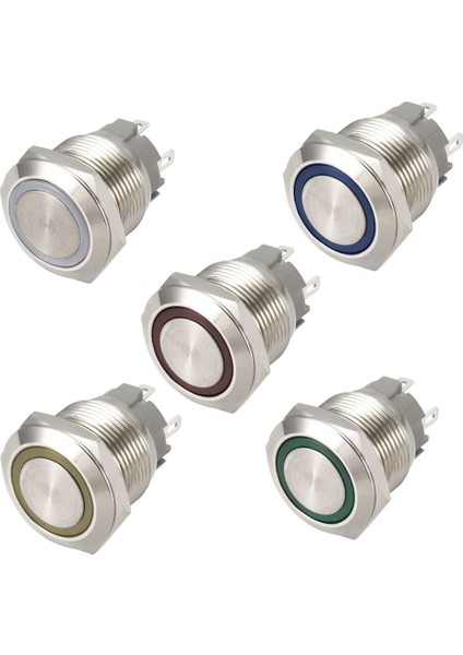 Uxcell Basmalı Düğme Anahtarı Mandallama/anlık Metal 19MM Montaj Deliği Çapı. 1no 12V Beyaz/sarı/mavi/yeşil/kırmızı LED Işık (Yurt Dışından)
