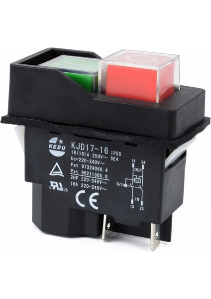 KJD17 Bahçe Aletleri Elektromanyetik Marş Basma Düğmesi Anahtarları Takım Tezgahı Ekipmanları IP55 Su Geçirmez Ty Anahtarı 16A AC250V (Yurt Dışından)