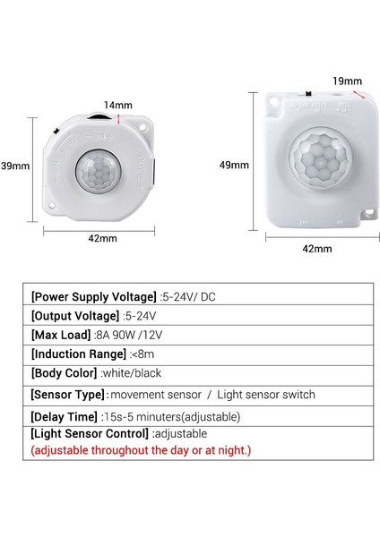 Pır Hareket Sensörlü Işık Anahtarı Dc 5 V-24 V Ir Otomatik Hareket Kızılötesi Insan Vücudu Sensör Anahtarı Dolap Mutfak Banyo (Yurt Dışından)