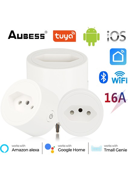 Güç Monitörü Işlevli Akıllı Wifi Fişi Brezilya 16A Smart Life Uygulaması Uzaktan Kumanda Prizi Alexa Google Home ile Çalışır 【24 Saat Içinde Nakliye】 (Yurt Dışından)