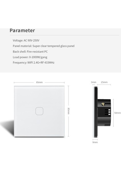 Tuya Duvar Işık Anahtarı Wifi Akıllı Anahtar 220V 1/2/3 Gang Dokunmatik Anahtarı Alexa Google Home ile Çalışmak Uzaktan/ses Kontrolü LED Lamba (Yurt Dışından)