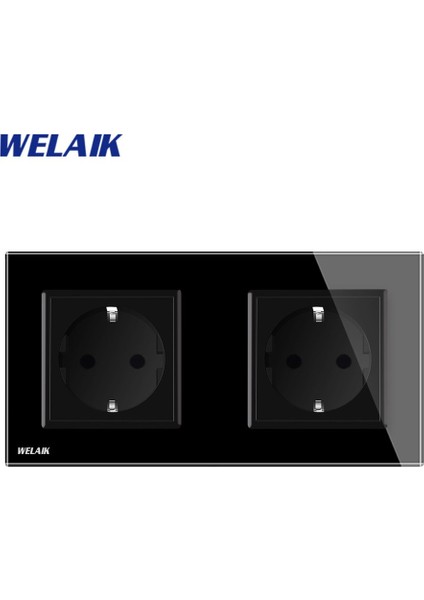 Welaık Cam-Panel Duvar-Priz-Duvar Prizi-Siyah-Avrupa Standardı-Güç-Priz AC110~250V A28E8EB (Yurt Dışından)