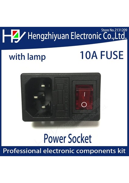 Hzy Yenı Yüksek Kalıtelı Kırmızı Işık Güç Rocker Anahtarı Sigortalı Iec 320 C14 Giriş Güç Soketi Sigorta Anahtarı Konnektör Fişi 10A 250 V B2C (Yurt Dışından)