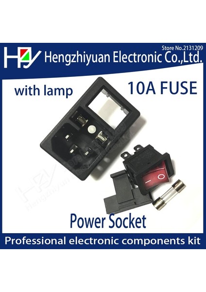 Hzy Yenı Yüksek Kalıtelı Kırmızı Işık Güç Rocker Anahtarı Sigortalı Iec 320 C14 Giriş Güç Soketi Sigorta Anahtarı Konnektör Fişi 10A 250 V B2C (Yurt Dışından) fiyatları