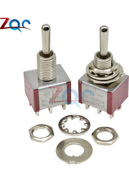 Adet Mini Otomatik MTS-203 Geçiş Anahtarı 6 Pin 3 Pozisyon Mandallama Spdt Dpdt MTS203 On-Off-On 125VAC 6A/5A 250VAC 3A/2A Montaj (Yurt Dışından)