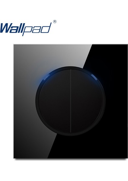 Wallpad L6 Siyah 2 Gang 1 Yollu Temperli Cam Rastgele Tıklama Düğmesi Duvar Işık Anahtarı Mavi LED Göstergesi ile (Yurt Dışından)