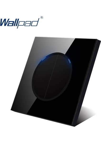 Wallpad L6 Siyah 2 Gang 1 Yollu Temperli Cam Rastgele Tıklama Düğmesi Duvar Işık Anahtarı Mavi LED Göstergesi ile (Yurt Dışından) modelleri