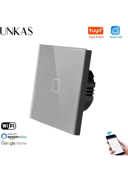 Unkas Kristal Cam Panel Ab Standardı 1 Gang Wifi Dokunmatik Duvar Anahtarı Kontrolü Tuya/akıllı Yaşam Kablosuz Dokunmatik Işık Anahtarı (Yurt Dışından) indirimleri