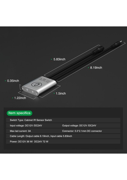 Otomatik 12V 24V Dc 3A Kabin Ir Sensörü Anahtarı Alçak Gerilim LED Kabin Işığı Kabine Şerit Işık Sert Işık Çubuğu 011 012 (Yurt Dışından) fiyatları